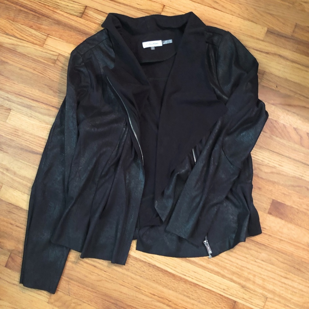 Calvin Klein faux suede Moto jacket, black, large